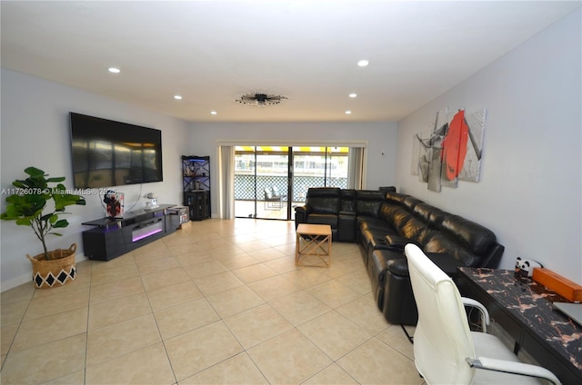 view of tiled living room