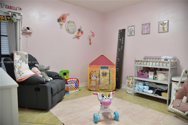 playroom featuring light tile patterned flooring