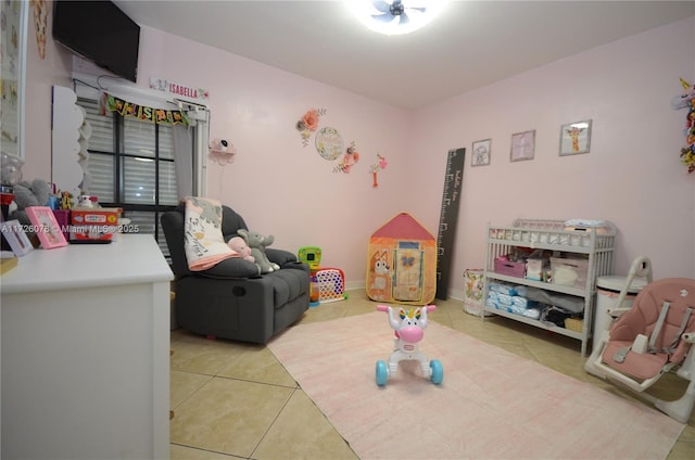 playroom with light tile patterned floors