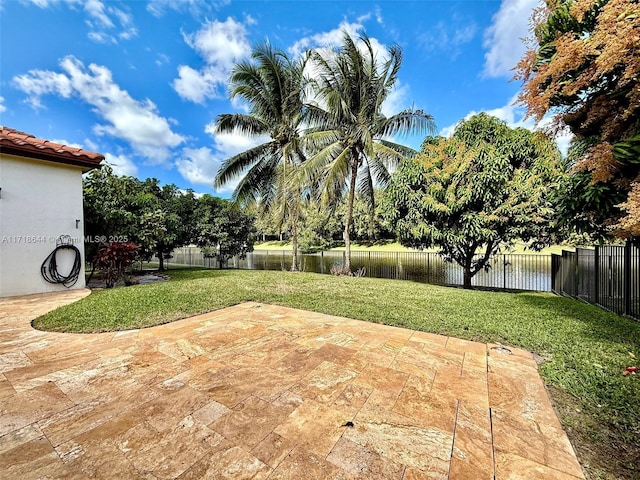 view of yard with a patio and a fenced backyard