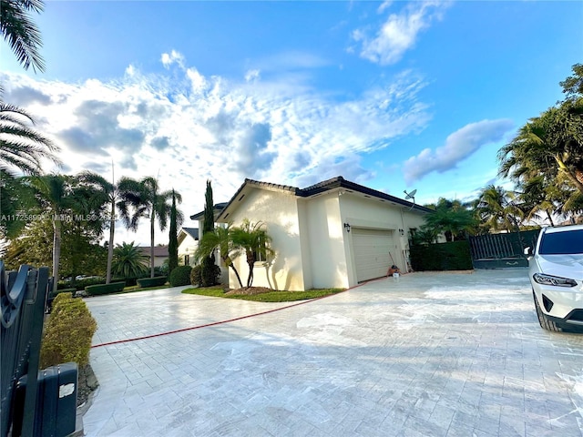 view of home's exterior with a garage