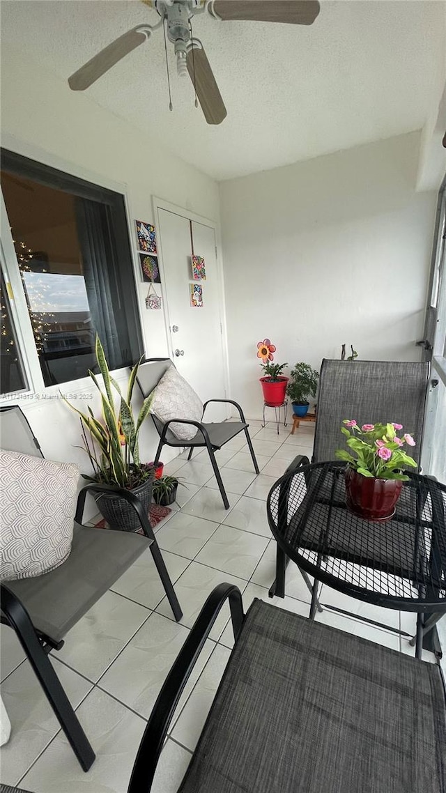 balcony with ceiling fan