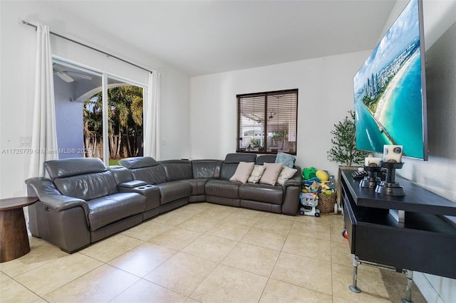 18253 SW 152nd Pl, Miami, FL 33187 - living room featuring ceiling fan and light tile patterned flooring
