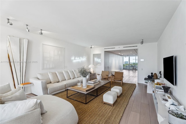 living room with hardwood / wood-style flooring