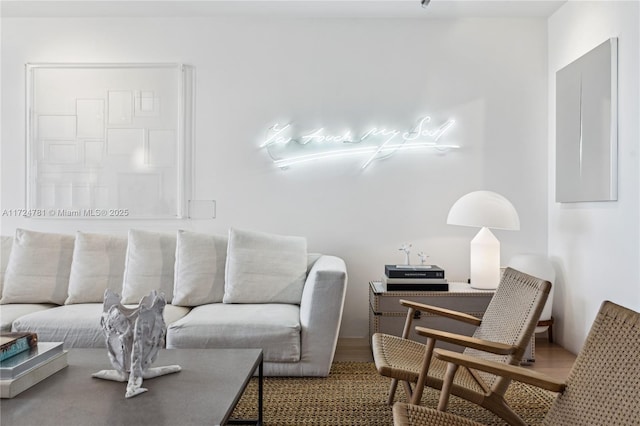 living room with hardwood / wood-style flooring