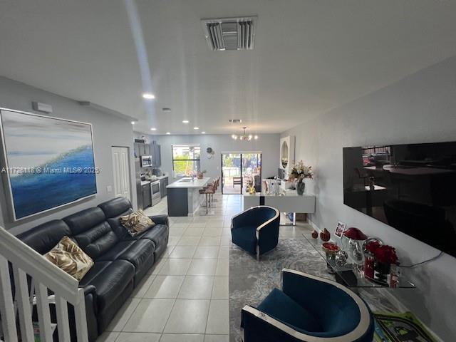 view of tiled living room