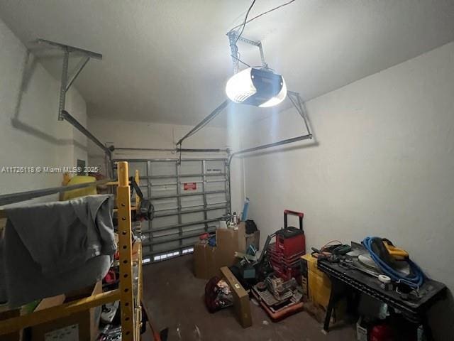 garage with a garage door opener