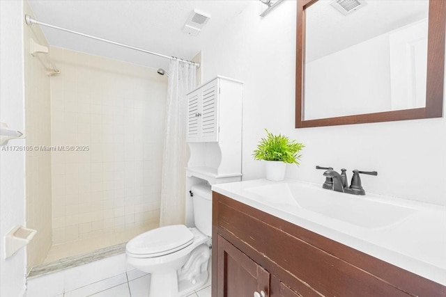 110 Lake Emerald Dr Unit 403, Oakland Park, FL 33309 - bathroom featuring tile patterned floors, toilet, vanity, visible vents, and a stall shower