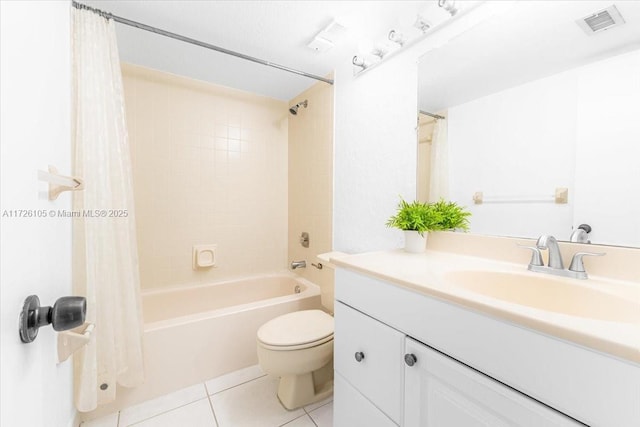 110 Lake Emerald Dr Unit 403, Oakland Park, FL 33309 - full bath featuring shower / bathtub combination with curtain, vanity, toilet, visible vents, and tile patterned flooring