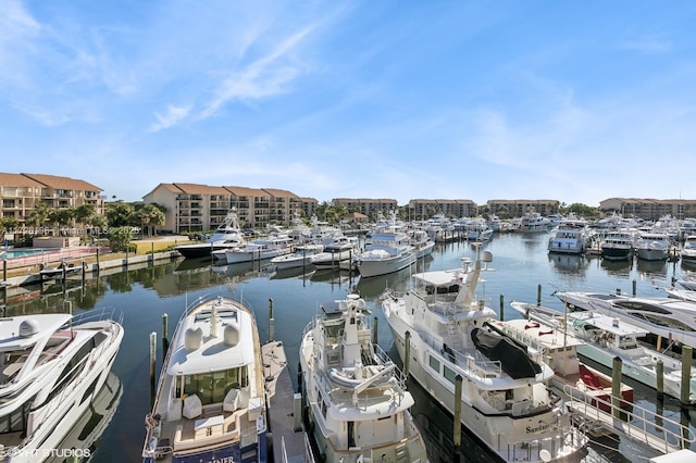 view of dock featuring a water view