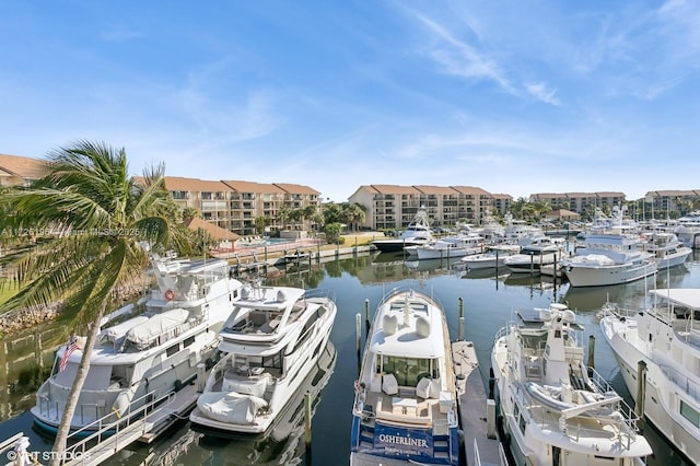 view of dock featuring a water view