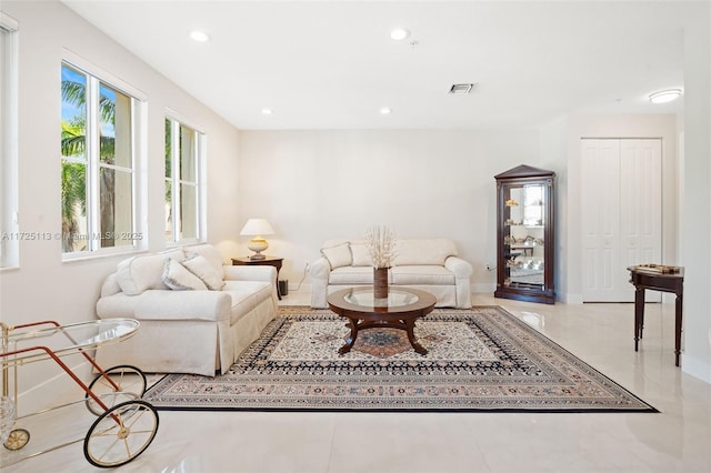 view of tiled living room