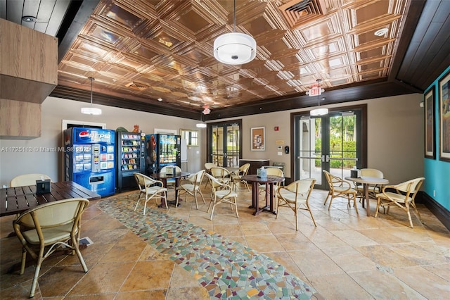 dining area with french doors