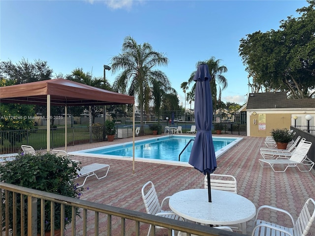 view of pool featuring a patio