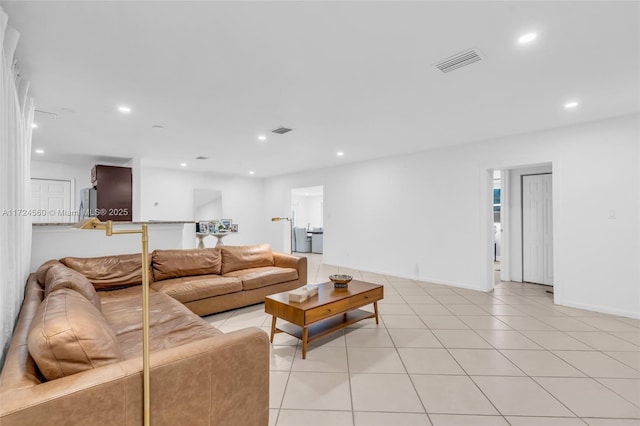 view of tiled living room