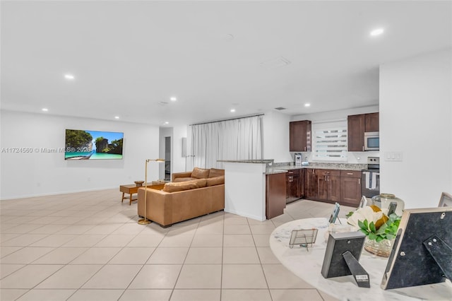 view of tiled living room