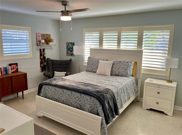 bedroom featuring ceiling fan