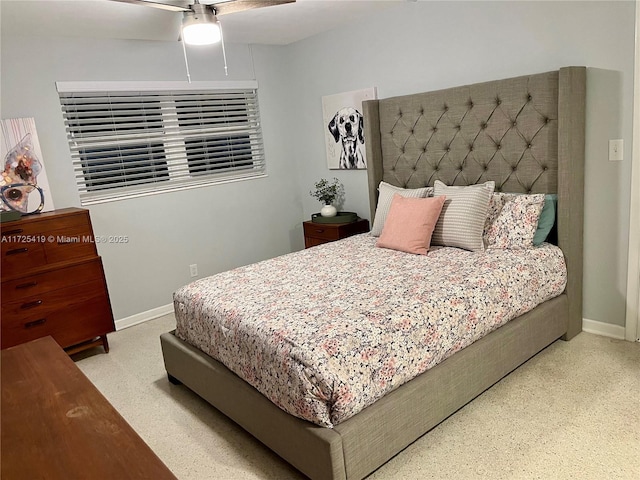 bedroom featuring ceiling fan