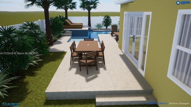 view of patio / terrace with a fenced in pool