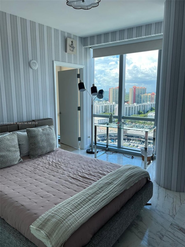 bedroom with wooden walls