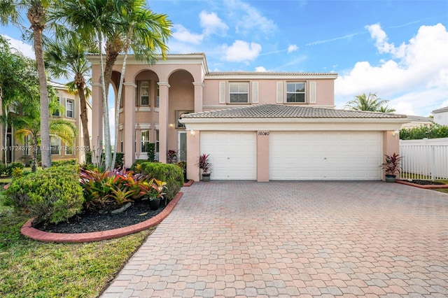 view of front of house with a garage