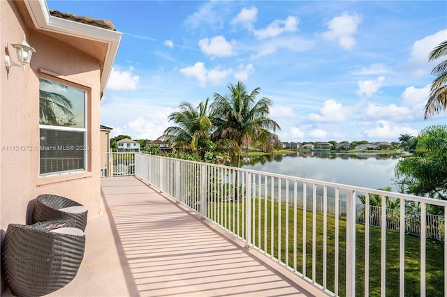 balcony with a water view