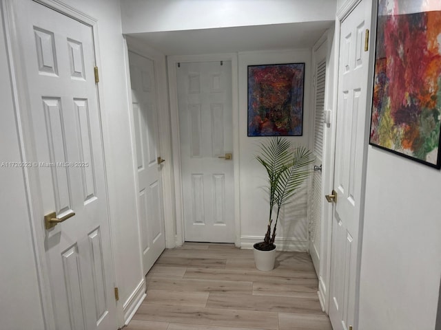 hall featuring light hardwood / wood-style floors