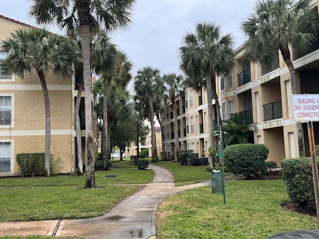 view of property's community with a yard