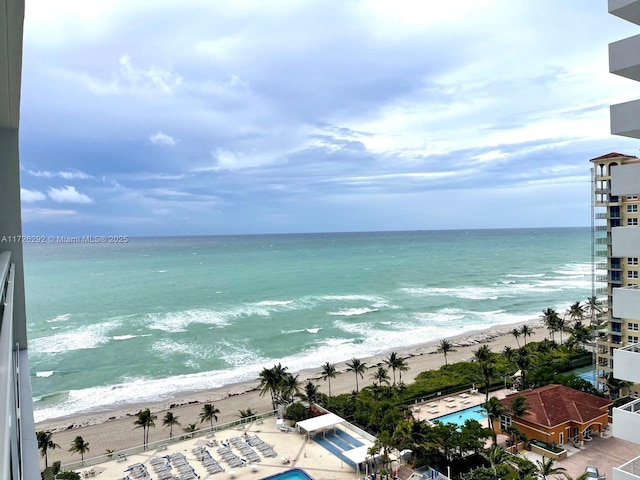 view of water feature featuring a view of the beach