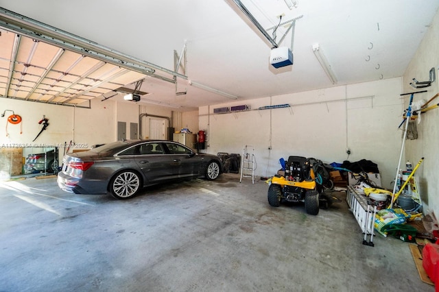 garage with a garage door opener