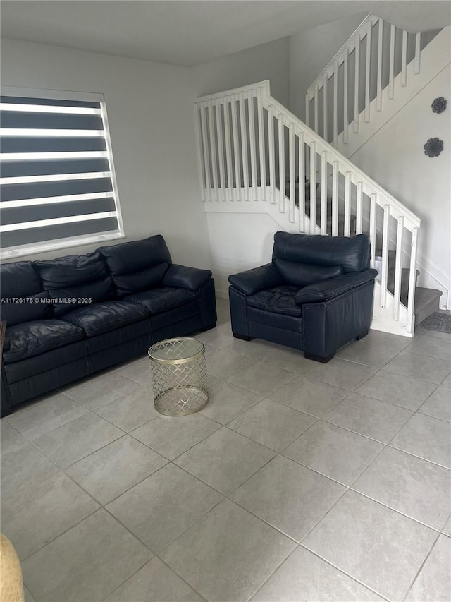 view of tiled living room