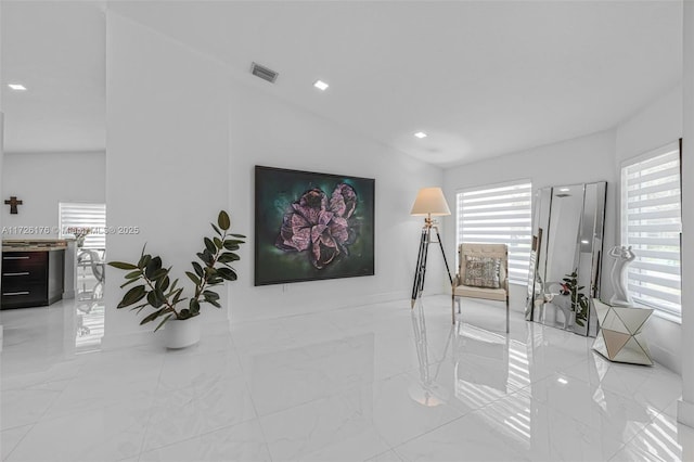 interior space featuring lofted ceiling