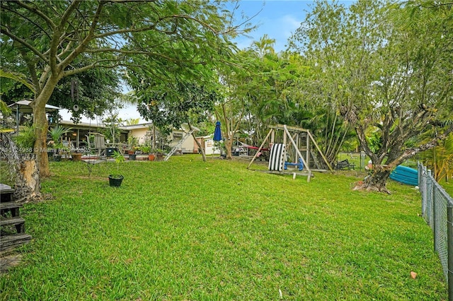 view of yard featuring a playground