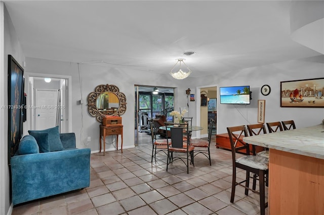 view of tiled dining room