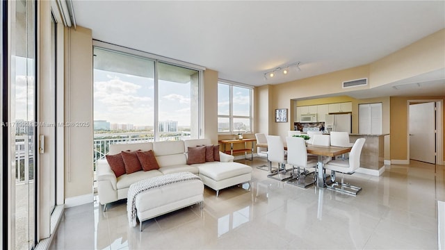 view of tiled living room