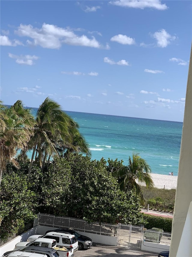 property view of water with a beach view