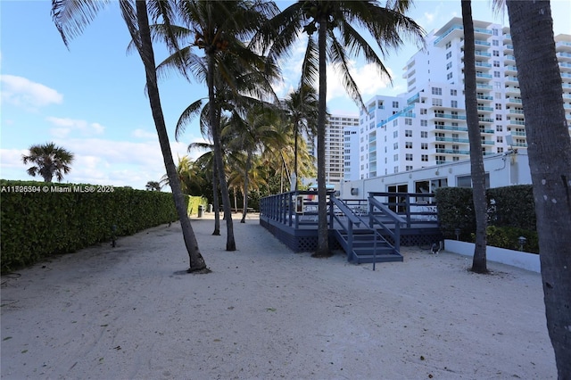 view of community featuring a wooden deck