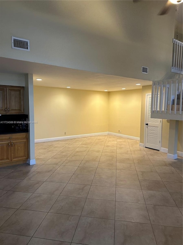 interior space featuring light tile patterned floors