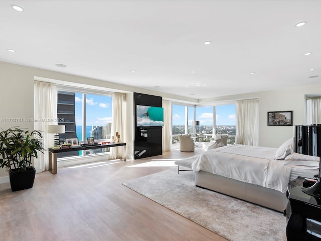 bedroom with light hardwood / wood-style flooring