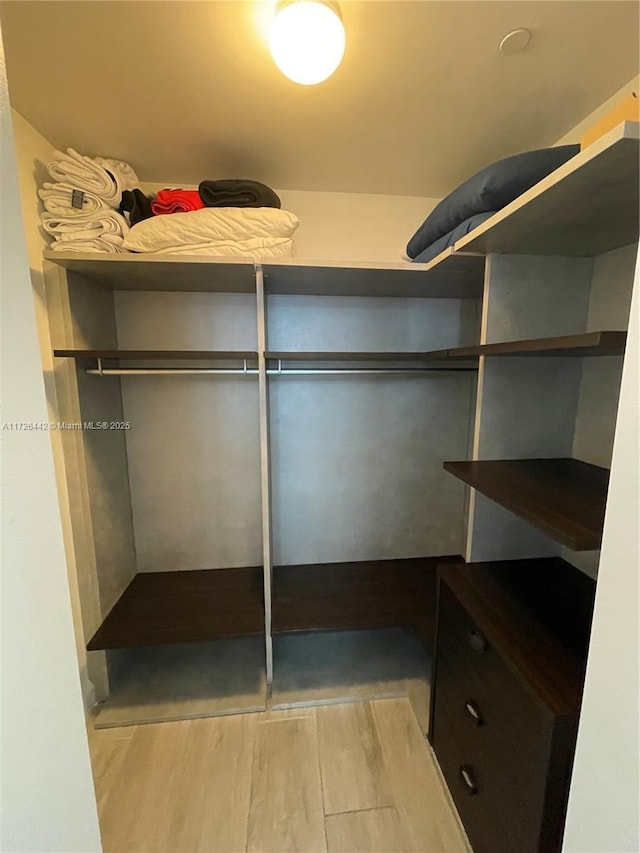 spacious closet featuring light wood-type flooring