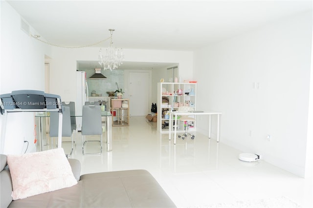 interior space with a notable chandelier