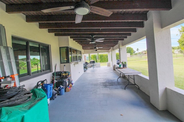 view of patio with ceiling fan