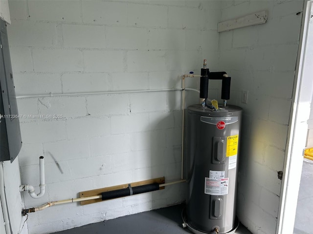 utility room with electric water heater