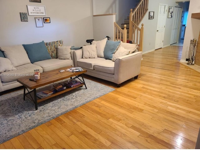 living room featuring light hardwood / wood-style flooring