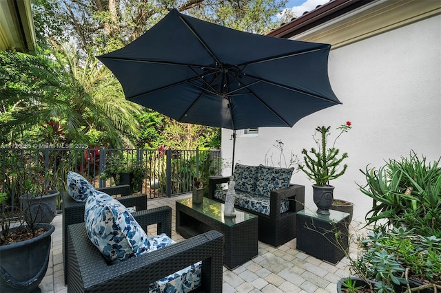 view of patio featuring outdoor lounge area