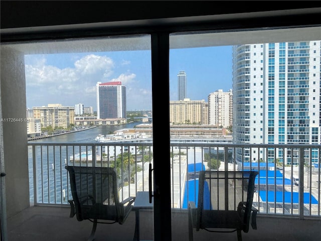 balcony with a water view