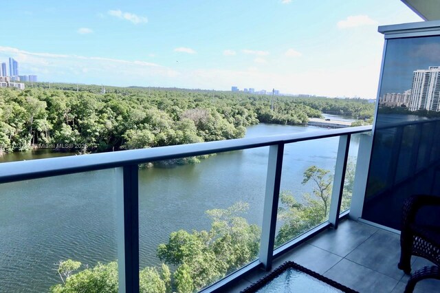 balcony with a water view