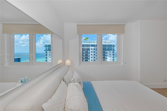 bedroom with a water view