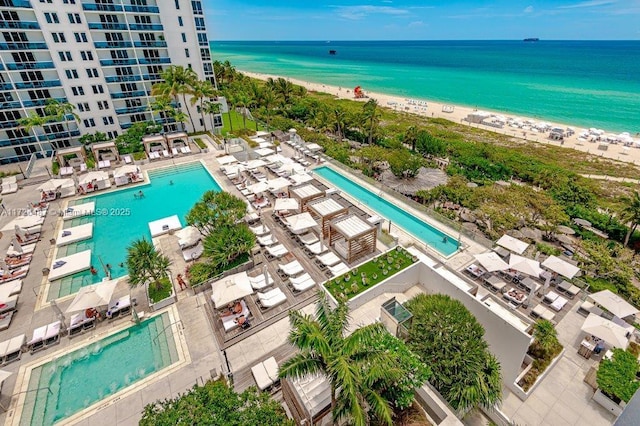 2301 Collins Ave Unit 1515, Miami Beach, FL 33139 - aerial view featuring a water view and a beach view