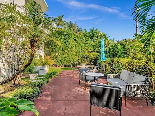 view of patio with an outdoor living space